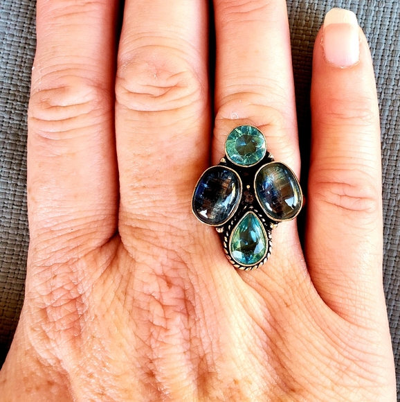 New Kyanite & Blue Topaz 925 Silver Ring. - Picture 7 of 12